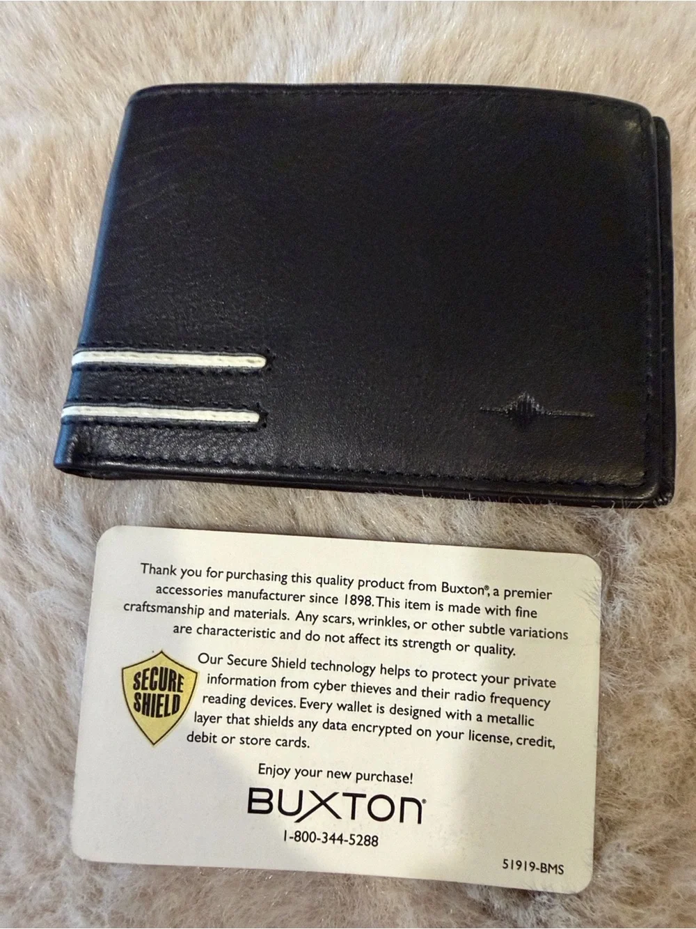 Buxton Black Embossed Leather Men's Wallet